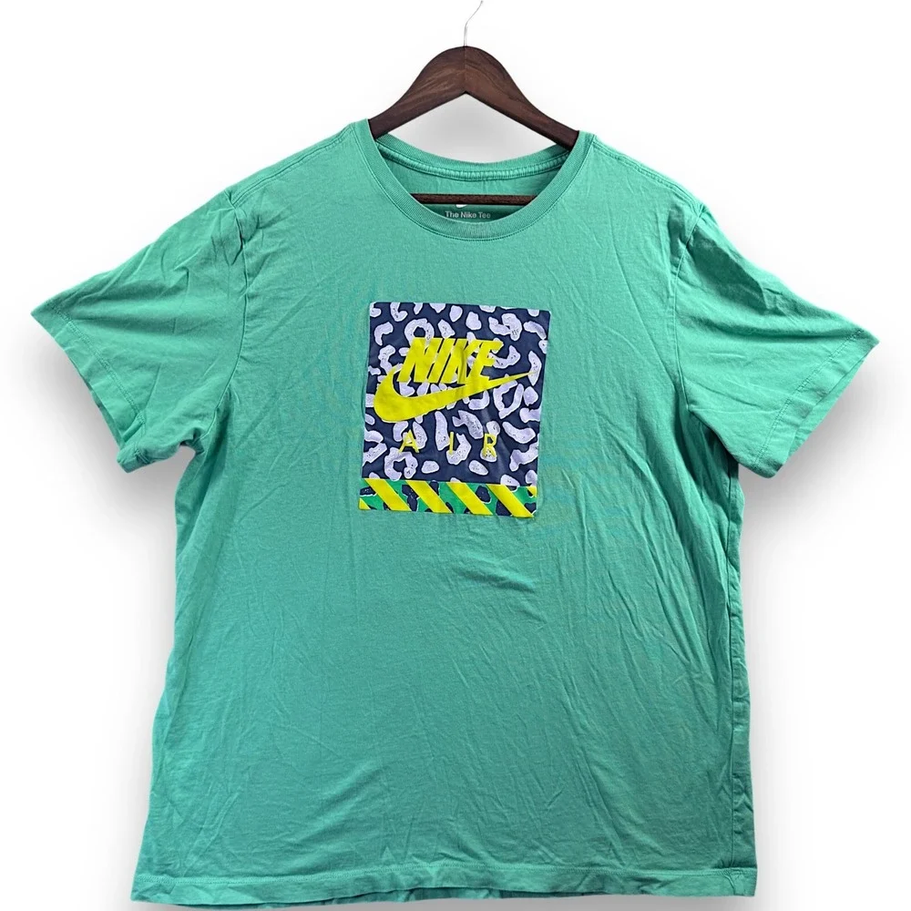 Nike Sportswear Mens XL Green Seafoam Yellow Futura Air Graphic T-Shirt Cotton